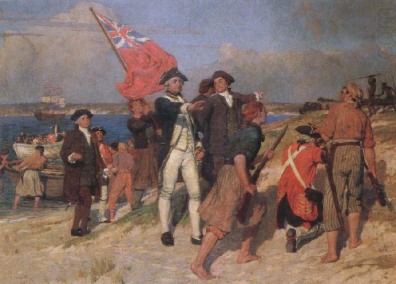 E.Phillips Fox landing of captain cook at botany bay,1770 china oil painting image